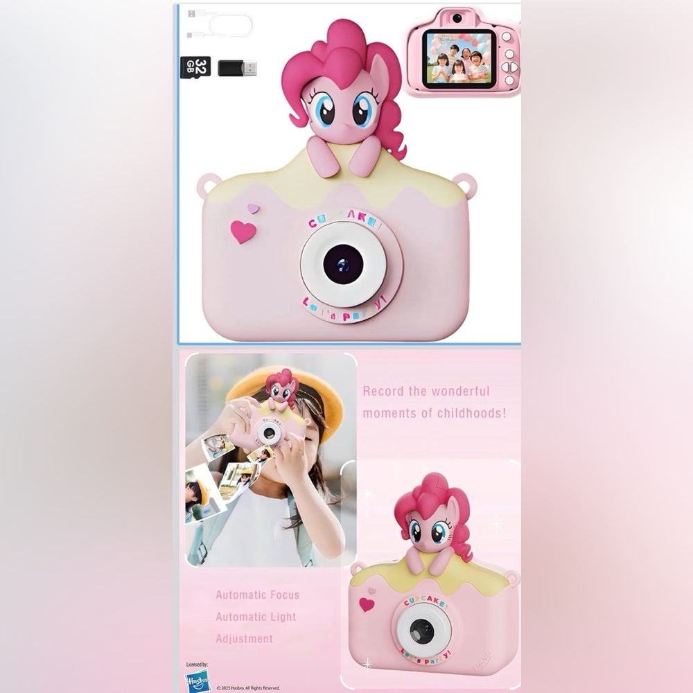 My Little Pony‎ Pinkie Pie Kids Digital Camera NIB 32GB Card Dual Camera USB